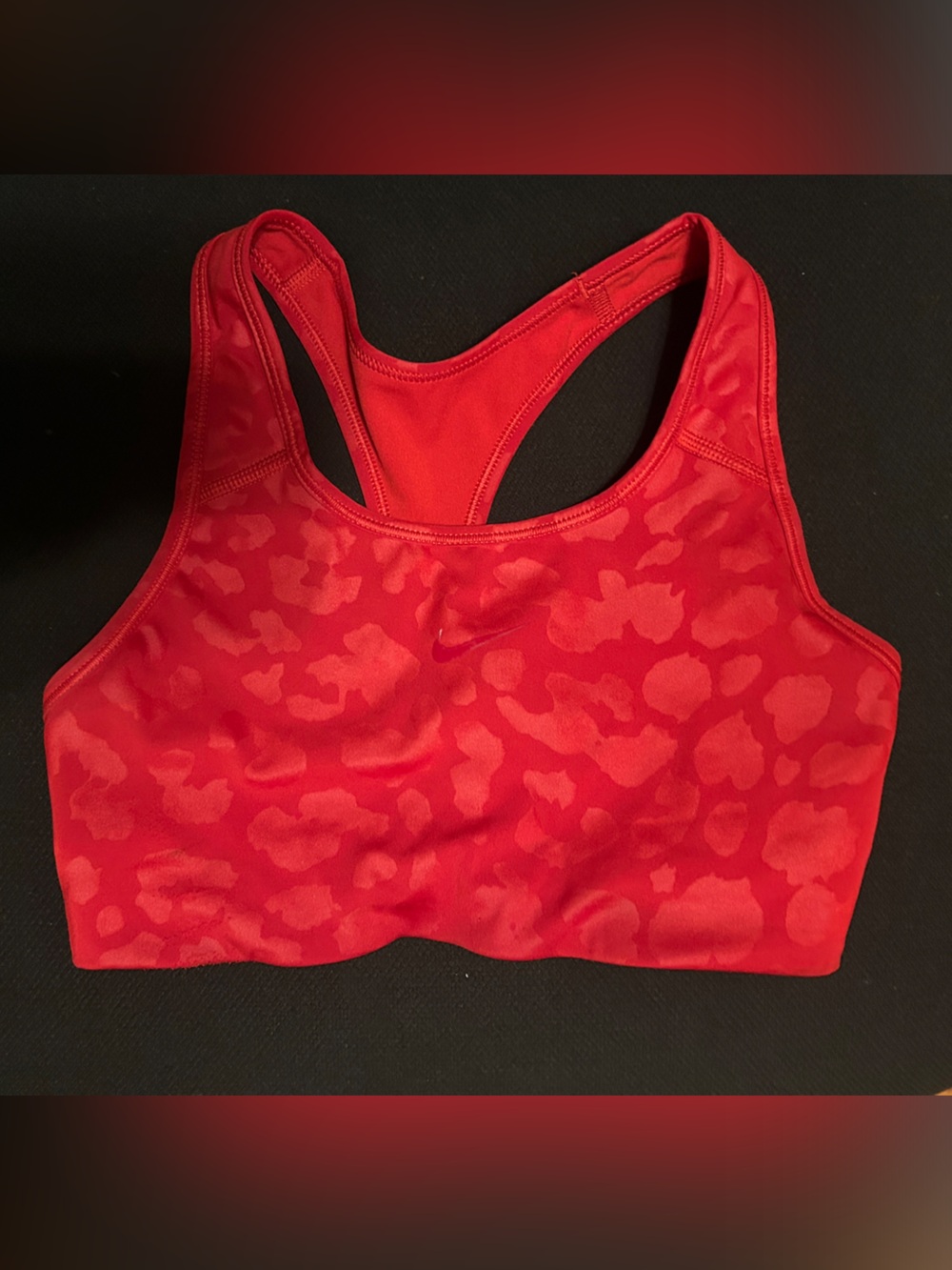 Nike Red Camouflage-Print Sports Bra